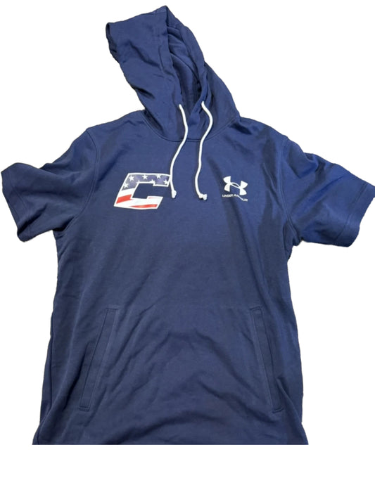 UA-C Rival Terry Short Sleeve Hoodie (Red, White, & Blue)
