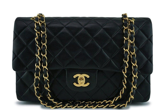 6. Chanel Lambskin Quilted Medium Double Flap Black- $225