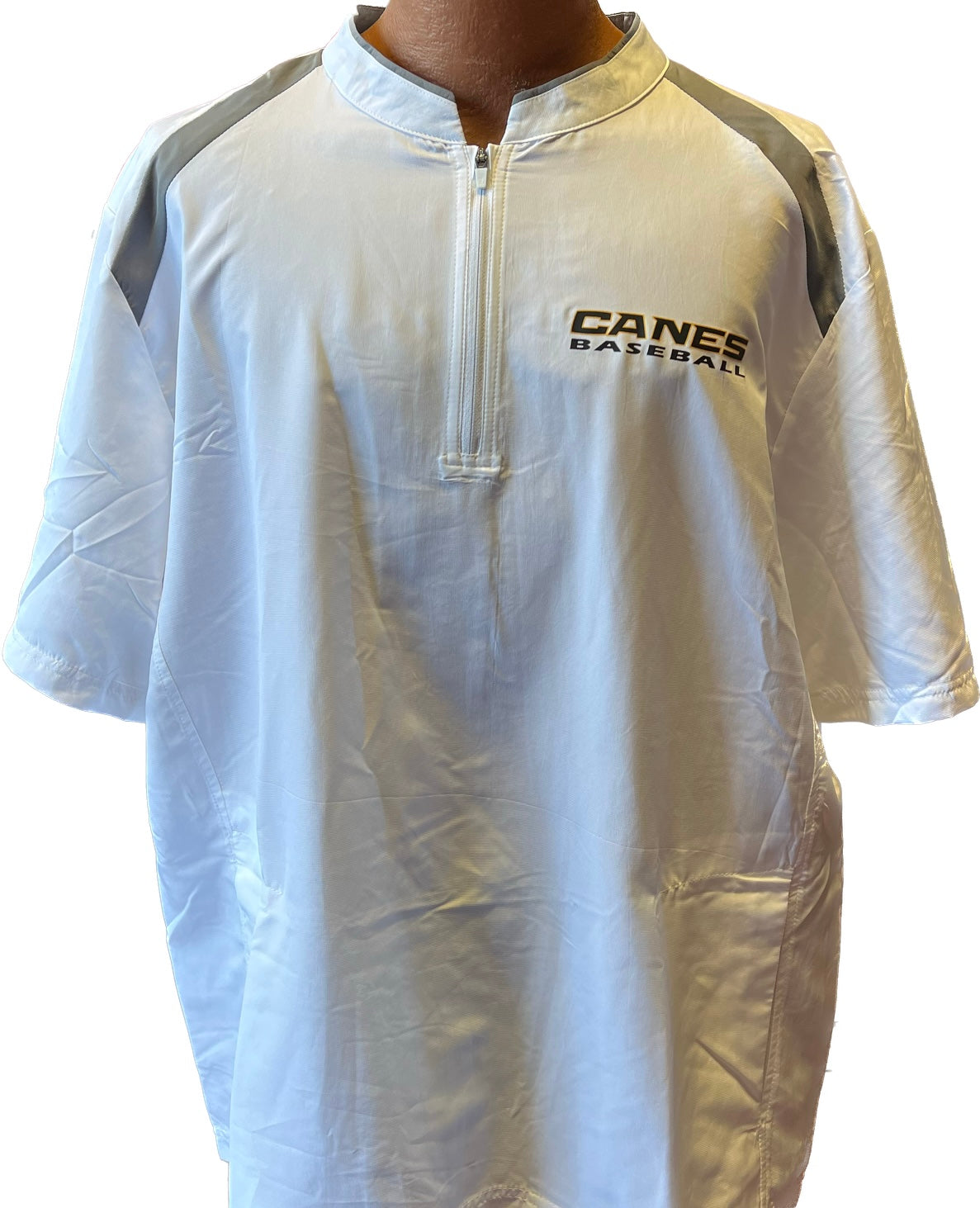 Hollowell Canes Baseball Short Sleeve Pullover- White/Grey
